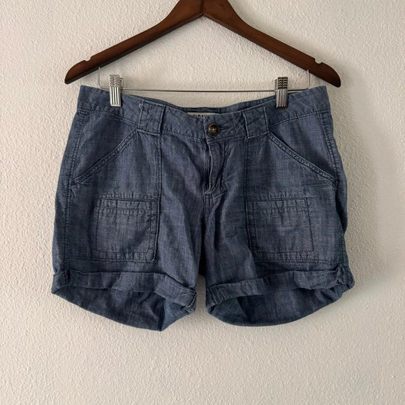 Old Navy Chambray Utility Shorts 5In Inseam Classic Denim Core Preppy Timeless - Picture 4 of 9